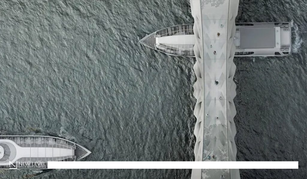 The Diamanti Bridge, built with 3D-printed low-carbon concrete, is an example of parametric design and sustainable architecture, showcased in both Venice and Paris.