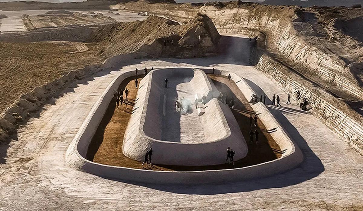 Adidas Desert Running Track in the heart of an abandoned gypsum quarry with sustainable and minimalist design